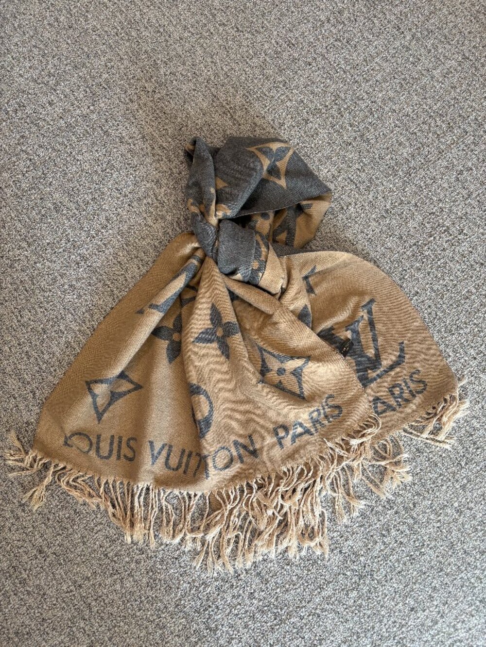 LV Louis Vuitton Paris Cashmere Silk Logomania Scarf Wrap - Picture 9 of 9